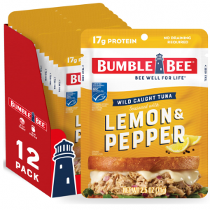 Bumble Bee Lemon & Pepper Seasoned Tuna, 2.5 oz Pouches (Pack of 12) @ Amazon