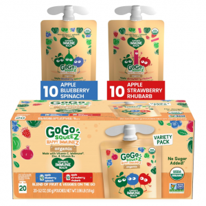 GoGo squeeZ Happy ImmuneZ Variety Pack, 3.2 oz (Pack of 20) @ Amazon