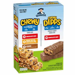 Quaker Chewy Granola Bars, Chewy & Dipps 4 Flavor Variety Pack, 58 Pack @ Amazon