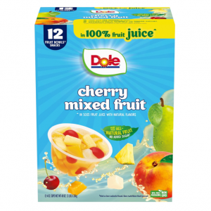 Dole Cherry Mixed Fruit in 100% Juice - 4 oz Fruit Bowls - 12 Pack @ Amazon