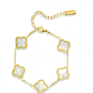 $60 off JeenMata White Flower Link Bracelet in Yellow Gold Plated @Walmart