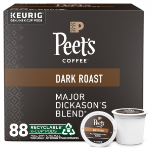 Peet's Coffee, Dark Roast K-Cup Pods - Major Dickason's Blend 88 Count (4 Boxes of 22) @ Amazon