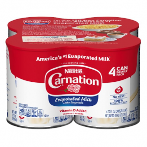 CARNATION Evaporated Milk 4 Count, 12 Fl Oz @ Amazon