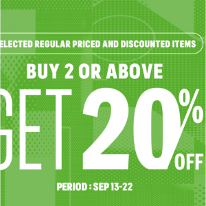 Selected Items Buy 2 or above get 20% off @ adidas HK 