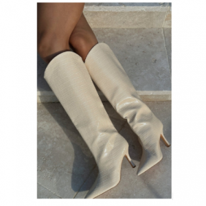 50% Off Blake Knee High Boots Ivory @ White Fox