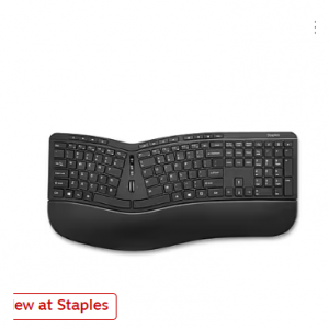 Staples TECH 无线人体工学键盘,黑色 (ST62603)