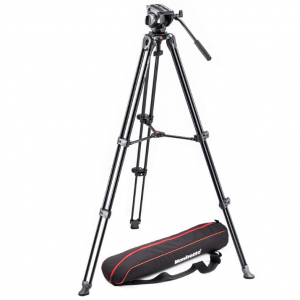 Tripod with fluid video head Lightweight with Side Lock