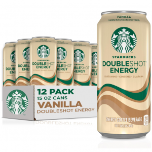 Starbucks Doubleshot Energy Drink Coffee Beverage, Vanilla, Iced Coffee, 15 oz (12 Pack) @ Amazon