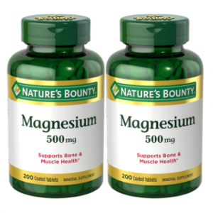 Nature's Bounty 500mg Magnesium  for Bone & Muscle Health, Twin Pack of 400 Tablets @ Amazon