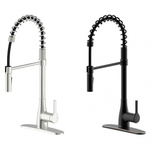 Bio Bidet by Bemis FLOW Classic Series Single-Handle Pull-Down Spring Neck Sprayer Kitchen Faucet