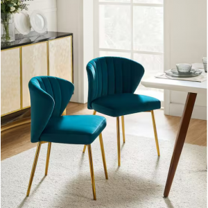 JAYDEN CREATION Milia Teal Tufted Dining Chair (Set of 2) @ Home Depot