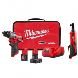 Milwaukee Tool Combo Kit and Ratchet, 12 V, Includes Batteries/Charger @ Zoro