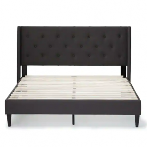 Brookside Isabelle Upholstered Charcoal King Wingback Diamond Tufted Platform Bed