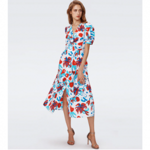 40% Off Heather Dress in Brush Floral Red @ Diane von Furstenberg