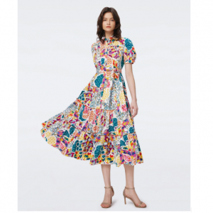 40% Off Queena Cotton Dress in Patched Floral @ Diane von Furstenberg HK