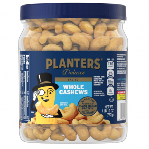 PLANTERS Whole Cashews, Sea Salt, Resealable Jar, 26oz Canister @ Amazon