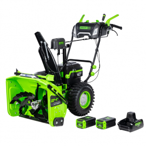 Greenworks 60V 24" Cordless Brushless Two-Stage Snow Blower with (2) 8.0Ah Batteries