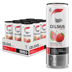 CELSIUS Sparkling Strawberry Guava, Functional Essential Energy Drink 12 Oz (Pack of 12) @ Amazon