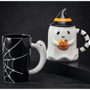 万圣节幽灵带盖马克杯