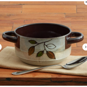 质朴树叶双柄汤碗