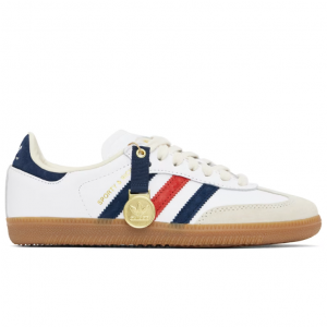 SSENSE官网 Sporty & Rich White & Navy adidas Originals Edition Samba OG 联名款中性板鞋上新热卖 