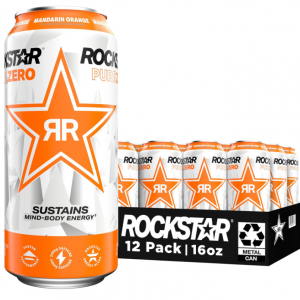 Rockstar Pure Zero Energy Drink, Orange, 0 Sugar, 16oz Cans (12 Pack) @ Amazon