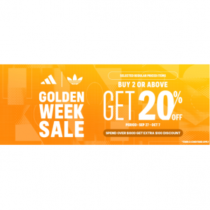 adidas HK Golden Week Sale - Buy 2 or above Get 20% Off Selected Regular Priced Items