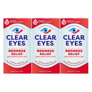 Clear Eyes Redness Eye Relief Eye Drops, 0.5 Fl Oz, Pack of 3 @ Amazon