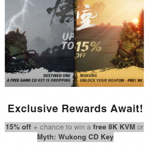 Up to 15% off + chance to win a free 8K KVM or Black Myth: Wukong CD Key @TESmart