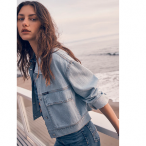 30% Off Teagan Women's Boxy Denim Jacket in Bleached Blue - BL15967 @ Buffalo David Bitton CA