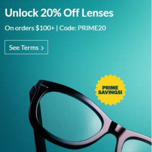 20% Off Lenses On orders $100+ @ Zenni Optical