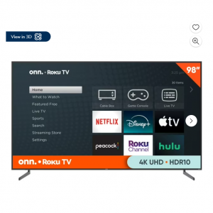 Walmart - onn. 98英寸 4K UHD  Roku 智能电视 (2160P)，直降$500