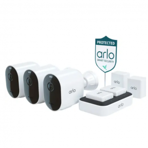 $250 off Arlo - Pro 5S 2K 3 Camera Indoor/Outdoor Wire Free Spotlight Security Camera Bundle 