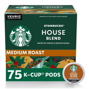 Starbucks K-Cup Coffee Pods, Medium Roast, 1 Box (75 Pods) @ Amazon