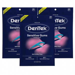 DenTek Comfort Clean Sensitive Gums Floss Picks, Soft & Silky Ribbon, 150 Count, 3 Pack @ Amazon