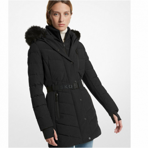 Michael Kors Faux Fur Trim Quilted Puffer Coat