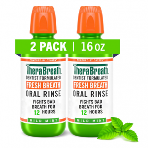 TheraBreath Fresh Breath Oral Rinse, Mild Mint, 16 Oz (Pack of 2) @ Amazon