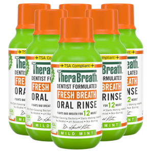 TheraBreath Fresh Breath Oral Rinse, Mild Mint, 3 Ounce Bottle, Pack of 6 @ Amazon