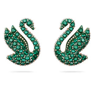 Swarovski Swan 绿天鹅耳钉