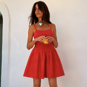 50% Off Red Broderie Mini Lola Dress @ Oxygen Boutique