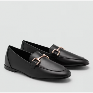 30% Off Leather loafers with metallic detail @ MANGO