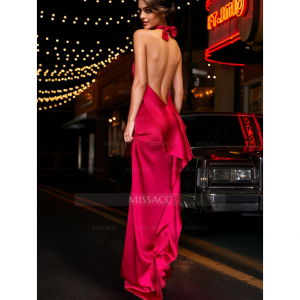 Missacc 露背简约层叠荷叶边晚礼服