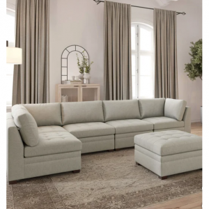 $300 off Thomasville Tisdale Modular Sectional 6-piece Beige with Storage Ottoman @Costco