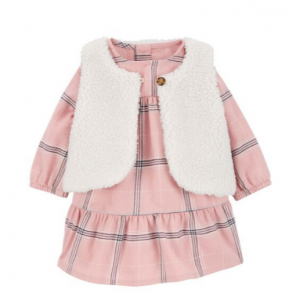 50% Off Baby 2-Piece Plaid Dress & Sherpa Vest Set @ Carter's