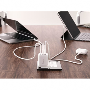 Staples TECH GaN USB-A/USB-C Wall Charger with Cable, 65W, White (ST62326) @ Staples