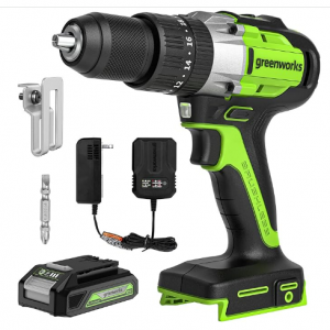 Greenworks 24V Brushless 1/2" Hammer Drill (530 in-lbs.) 2.0Ah Battery and Charger Included, DDG40