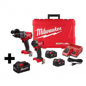 Milwaukee M18 FUEL 18 伏鋰離子無刷無繩電錘鑽和衝擊起子組合套件，帶 8.0 Ah 高輸出電池