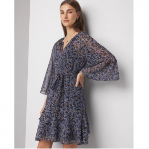 24% Off 3/4 Sleeve Printed Godet Dress @ White House Black Market