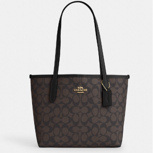 Coach Small City Tote Bag In Signature Canvas