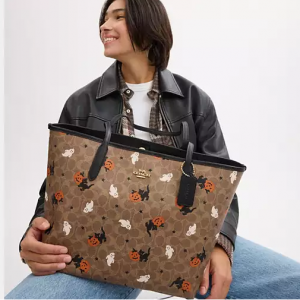 Coach City Tote In Signature Canvas With Halloween Print @ Coach Outlet